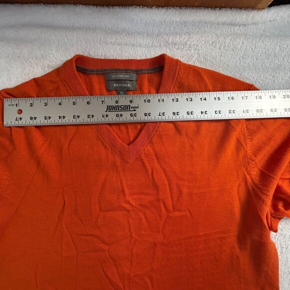 Merona Men Merino Wool Knit V-Neck Sweater XL Orange Pullover Long Sleeve Casual - Picture 6 of 8